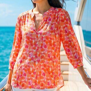 $228 AMANDA UPRICHARD Vibrant Pink and Orange loose fit Blouse L